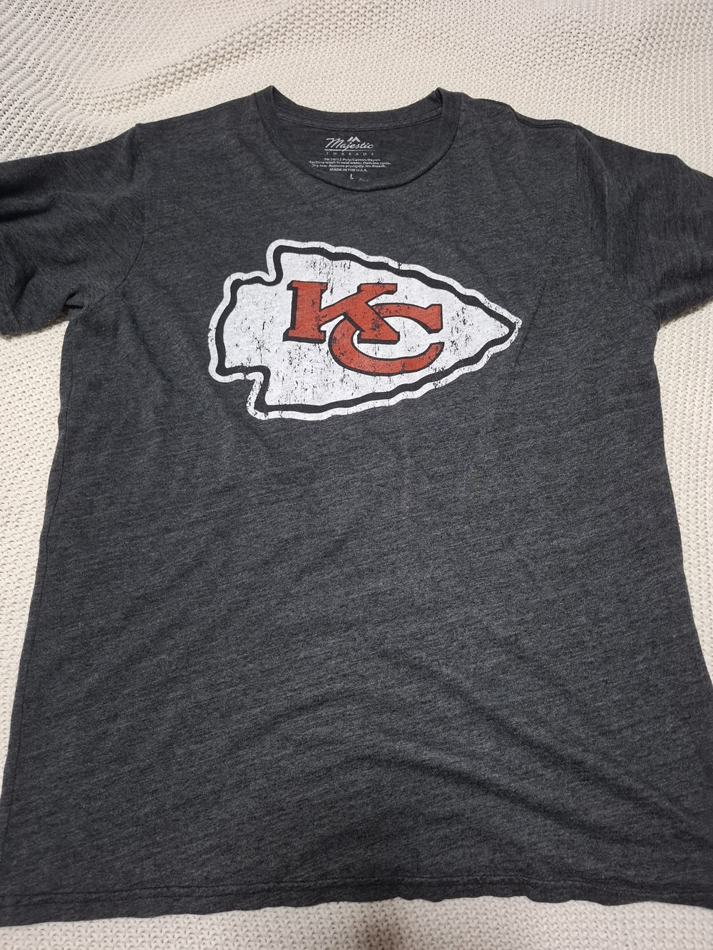 Womans Charcoal Gray KC Arrowhead Logo/Kelce Tee